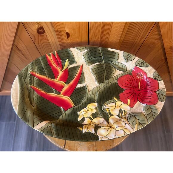 Island Plantations Island Garden Serving Platter hand painted (5595) - Picture 1 of 10